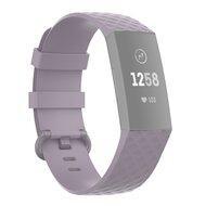 Fitbit Charge 3 & 4 siliconen diamant pattern bandje - Maat: Large - Lichtpaars - thumbnail
