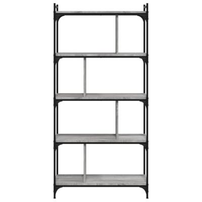 Boekenkast 5-laags 76x32x158 cm bewerkt hout grijs sonoma
