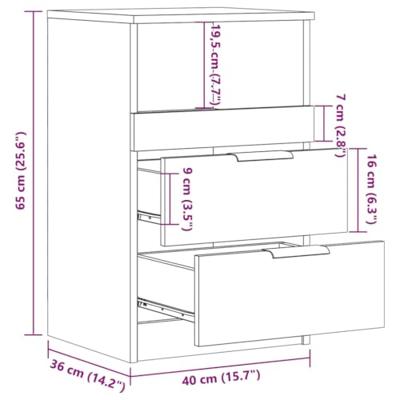 Nachtkastjes 2 st 40x36x65 cm bewerkt hout oud houtkleurig