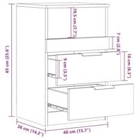 Nachtkastjes 2 st 40x36x65 cm bewerkt hout oud houtkleurig - thumbnail