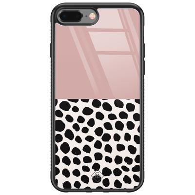 iPhone 8 Plus/7 Plus glazen hardcase - Pink dots