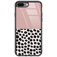 iPhone 8 Plus/7 Plus glazen hardcase - Pink dots - thumbnail