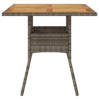 Tuintafel met glazen blad 80x80x75 cm poly rattan grijs - thumbnail
