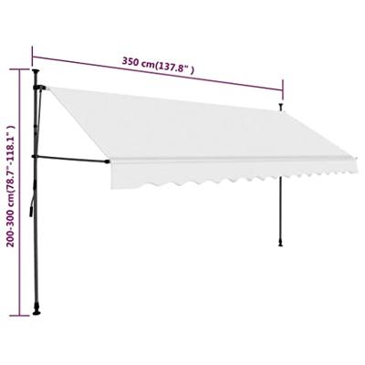 Luifel handmatig uitschuifbaar met LED 350 cm crèmekleurig - thumbnail