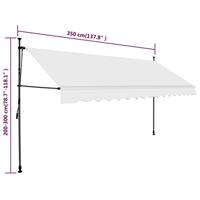 Luifel handmatig uittrekbaar met LED 350 cm crme - thumbnail