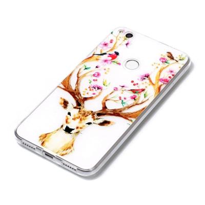 Voor Huawei P8 Lite (2017) Cervus Nippon patroon Embossment TPU beschermende Back Cover Case