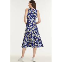Lauren Ralph Lauren maxi jurk met all over print en ceintuur blauw - thumbnail