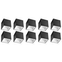 Vierkante Opbouwspot 10-Pack - GU10 Fitting - Mat Zwart/Wit - Ø90mm - thumbnail