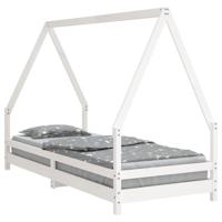 Kinderbedframe 80x200 cm massief grenenhout wit - thumbnail