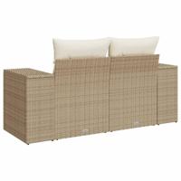 Tuinbank 2-zits met kussens poly rattan beige - thumbnail