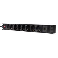 LogiLink PDU8C02 energiedistributie 1U Zwart 8 AC-uitgang(en) - thumbnail