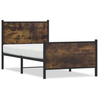 Bedframe met hoofd-en voeteneinde metaal gerookt eiken 75x190cm - thumbnail