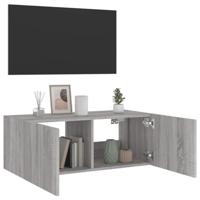 Tv-wandmeubel met LED-verlichting 80x35x31 cm grijs sonoma - thumbnail