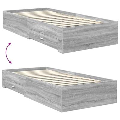 Bedframe met hoofdeinde Grijs Sonoma 90 x 190 cm Bewerkt hout