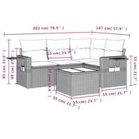 5-delige Loungeset met kussens poly rattan bruin - thumbnail