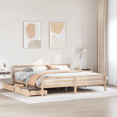 Bedframe zonder matras massief grenenhout 200x200 cm