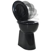 VidaXL Randloos toilet 7 cm verhoogde hoogte soft-close keramiek zwart - thumbnail