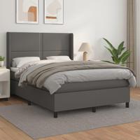 Boxspring met matras kunstleer grijs 140x190 cm - thumbnail