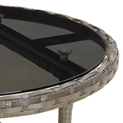3-delige Tuinset met kussens poly rattan en glas grijs - thumbnail