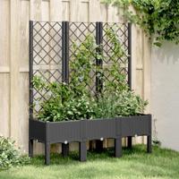 VidaXL Plantenbak met latwerk 120x40x142 cm polypropeen zwart - thumbnail