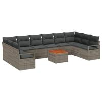 Tuinbankenset met opslag 11 pcs Grijs poly rattan - thumbnail