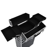 Make-up trolley aluminium zwart met krokodillenpatroon - thumbnail