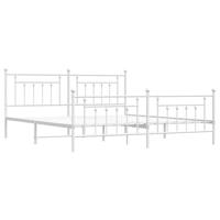 Bedframe met hoofd- en voeteneinde metaal wit 200x200 cm - thumbnail