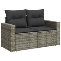 8-delige Loungeset met kussens poly rattan grijs - thumbnail