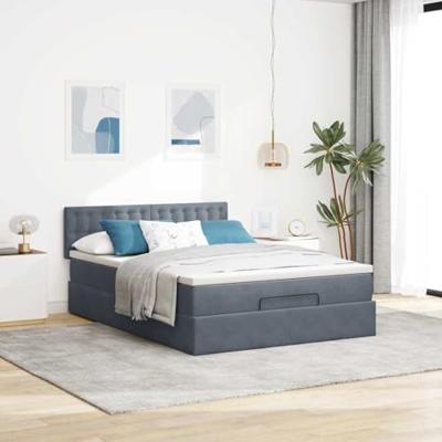 Ottoman bed met matras 140x200cm fluweel donkergrijs