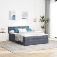 Ottoman bed met matras 140x200cm fluweel donkergrijs - thumbnail