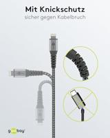 goobay Lightning > USB-A textielkabel met metalen aansluitingen - thumbnail