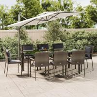 9-delige Tuinset met kussens poly rattan zwart en grijs - thumbnail