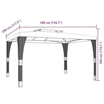 Prieel met dubbel dak 3,98x2,98 m staal crmekleurig Prieel met dubbel dak 3,98x2,98 m staal crmekleurig