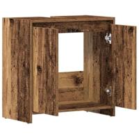 Wastafelkast 60x33x60 cm bewerkt hout oud houtkleurig - thumbnail