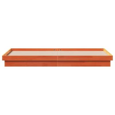 Bedframe met LED massief grenenhout wasbruin 200x200 cm