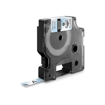 Etiketten DYMO IND RHINO S0718160 Polyester Tapekleur: Transparant Tekstkleur:Zwart 9 mm 5.5 m