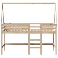 Halfhoogslaper met ladder en bedhuis grenenhout 90x200 cm - thumbnail