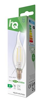 HQ HQLFE14FLTP001 Led Retro Filament Lamp E14 Gebogen Kaars 2 W 210 Lm 2700 K