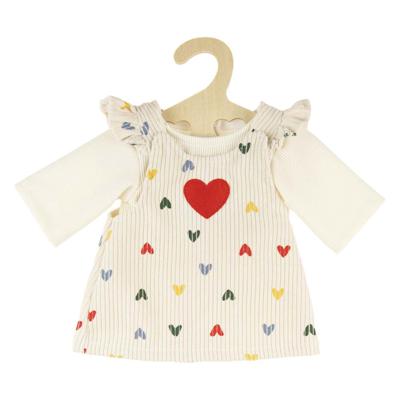 Heless Poppen ribfluwelen jurk hartjesconfetti, 35-45 cm