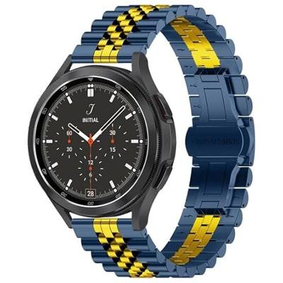 By Qubix - Stalen band - Donkerblauw met goud - Compatible met Xiaomi Mi Watch/Compatible met Xiaomi Watch 2 / Compatible met Xiaomi Watch S1 / S2 / S3 / S4 - Compatible Xiaomi bandje