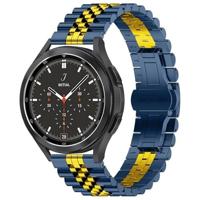 By Qubix - Stalen band - Donkerblauw met goud - Compatible met Garmin Venu 2 / Garmin Venu 3 - Compatible Garmin bandje - Bandbreedte: 22mm - thumbnail