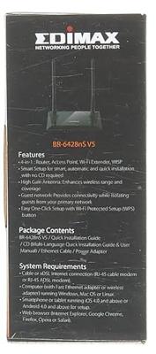 Edimax BR-6428NS V5 Draadloze Router N300 2.4 Ghz 10/100 Mbit / 10 Gigabit Zwart - thumbnail