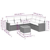 7-delige Loungeset met kussens poly rattan zwart - thumbnail