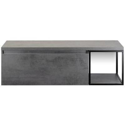 Frozen Badmeubelset 140 cm - Greeplijst in Kleur - Zwart Frame - Wastafelbovenblad Beton Antra