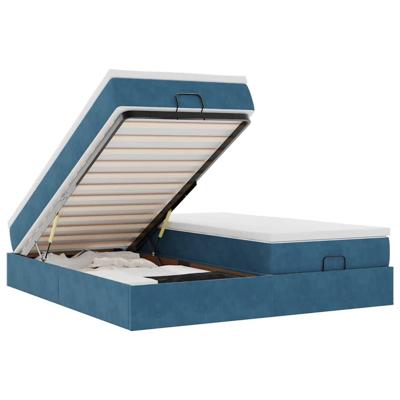 Ottoman bed met matrassen 160x200cm fluweel donkerblauw