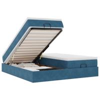 Ottoman bed met matrassen 160x200cm fluweel donkerblauw - thumbnail