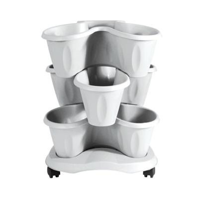 Bama trifoglio plantenbak met wieltjes 40x51 cm wit