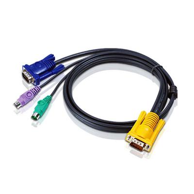 ATEN KVM Aansluitkabel [1x SPHD-15-stekker - 2x PS/2-stekker, VGA-bus] 3.00 m Zwart