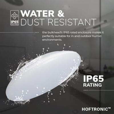 LED Bulkhead - Diameter 30cm - 18 Watt 2100 lumen - 6500K daglicht wit - IP65 waterdicht - Vandalismeproof - Met noodaccu - Voor binnen en buiten - Wit