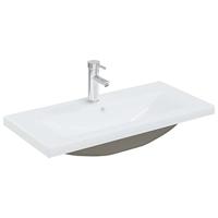 Inbouwwastafel met kraan 81x39x18 cm keramiek wit - thumbnail